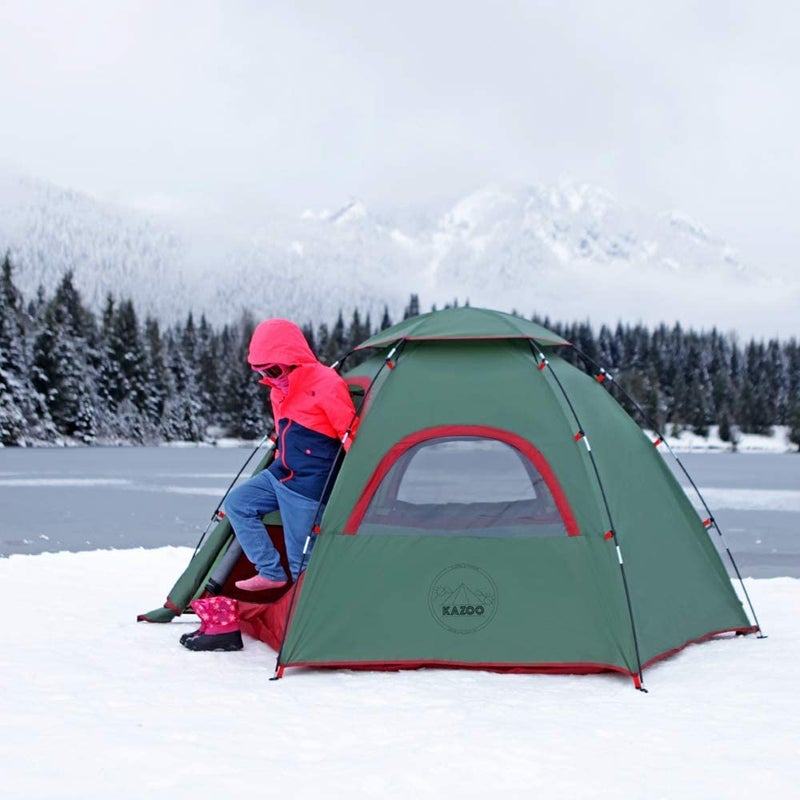 KAZOO Outdoor Family Tent Durable Lightweight, Waterproof Camping Tents Easy Setup, Beach Screen Tent Sun Shade 3 Person (Green) - Image 4